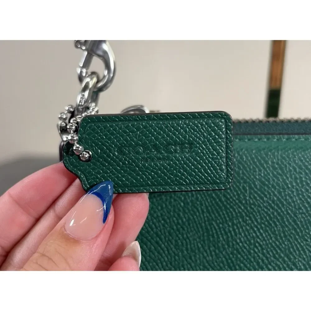 COACH Pouch Bag With Signature Canvas Detail Green Logo Mini Shoulder Bag Chrty